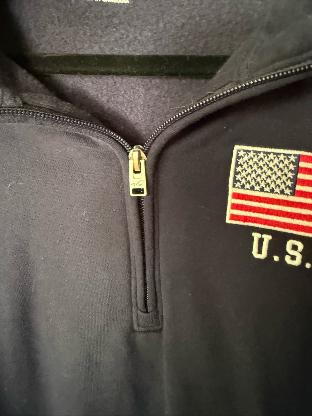 U.S. Flag Embroidered Half-Zip women’s sweatshirt - navy